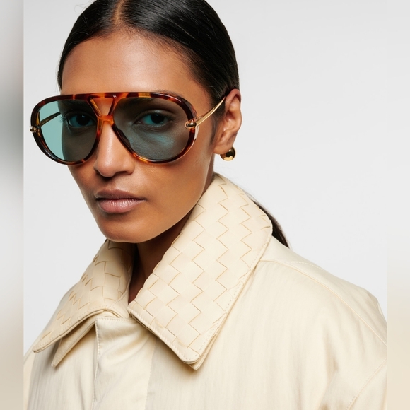 Bottega Veneta Drop Aviator Sunglasses in Black/Yellow (NEW) - Picture 3 of 16